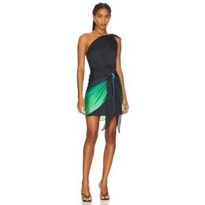 BaoBab Revolve Mini Dress Marea Convertible One Shoulder Ombre Green Navy XL